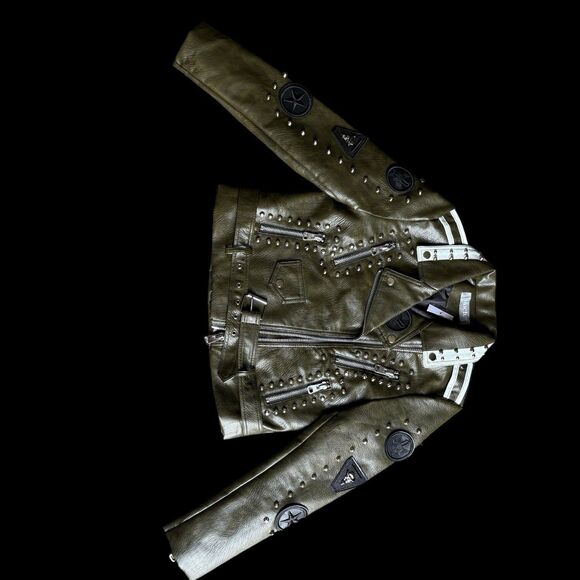 Blue B NWT Studded Vegan Leather Moto Jacket – Fantasy Rebel Look, Size Small - Picture 14 of 16